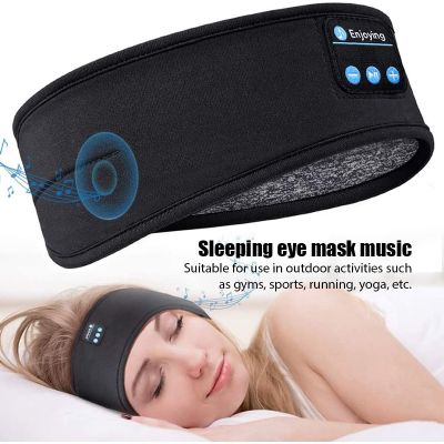 ZZOOI In-Ear Headphones Sleep Headphones Bluetooth 5.0 Wireless Eye Mask Headsets With Microphone for Side Breathable Sleepers Travel Music Headband