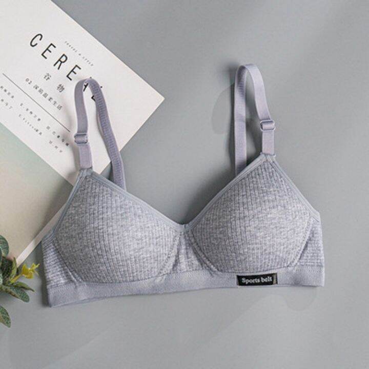 female-no-steel-ring-gather-bra-women-breathable-cotton-bras-underwear-pure-color-casual-students-developmental-push-up-bralette