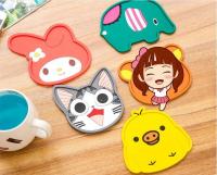 【hot】❅  1PC Silicone Insulation Cartoon Felt Antiskid Cup Table Bowl Drink Coaster Placemat NX 024