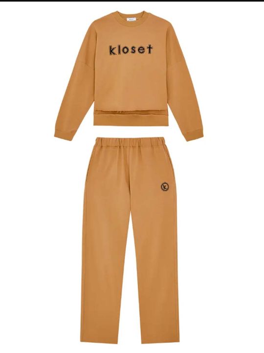 kloset-kk22-set003-kloset-kiss-sweatshirt-set-เสื้อแขนยาว-กางเกงขายาว-เอวยางยืด-เสื้อจั๊มปลายแขน-กางเกงยางยืด