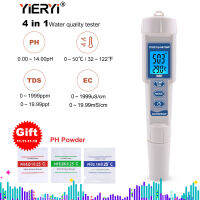 Yieryi 4 in 1 กันน้ำEC/TDS/PH/อุณหภูมิเครื่องตรวจคุณภาพน้ำTester Kitสำหรับสระว่ายน้ำน้ำดื่ม