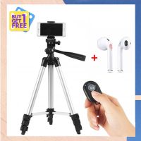 CAM ขาตั้งกล้อง Tripod 3110 3 - ขาตั้งกล้อง 3 ขา พร้อม รีโมทควบคุมบลูทูธ + ถุงใส่ขาตั้งกล้อง + mobile adapter พร้อม I7 หูฟังบลูทูธ ฟรี ขาตั้งมือถือ