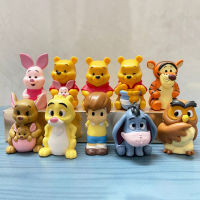 10Pcs Figure Model Winnie Pooh Bear Tigger Piglet Action Mini PVC Cartoon Ornament Miniature for Gift