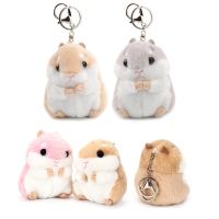 Mini Plush Hamster Keychains Toys Stuffed Hamster Faux Rabbit Fur Pompom Fluffy Trinkets Car Handbag Pendant Key Chian Ring Hold