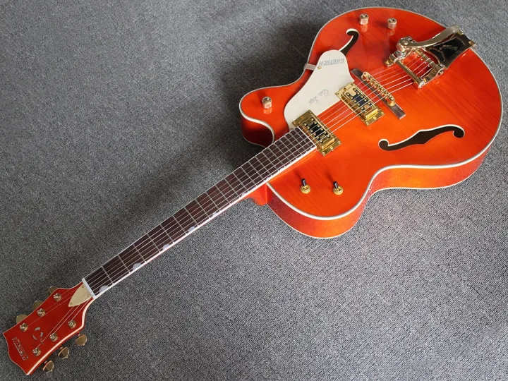 High Quality F Hole Semi Hollow Jazz Guitar, Metal Fittings, Large Rock