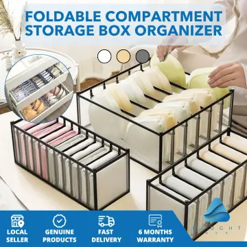 3pcs Pack Foldable Underwear Sock Bra Storage Organiser - White - Onceit