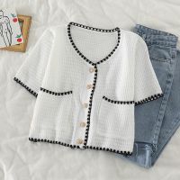 [Real Photo] Knit Women Summer French R Short Sleeve Korean Top