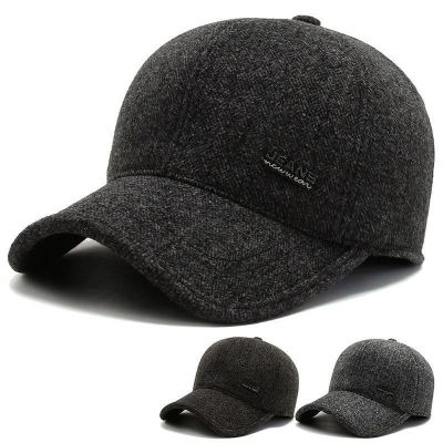 Gorras หมวกเบสบอลผ้าสักหลาดสำหรับผู้ชาย,หมวกแก๊ปปีกแบนมีที่ปิดหูสำหรับใส่ในหน้าหนาวมีฝาครอบป้องกันหูสแนปแบครักษาความอบอุ่นสำหรับผู้หญิง [2023]