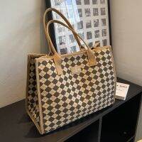 กระเป๋าสะพายไหล่คอมมิวเตอร์แฟชั่นลาย Houndstooth กระเป๋าโท้ทใบใหม่กระเป๋าถือสำหรับคุณแม่