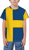 Sweden Swedish Flag T- Shirt Short Novelty for Boys and Girl