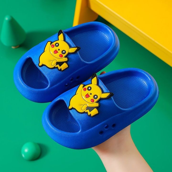 july-pikachu-stepping-on-shit-feeling-childrens-slippers-boys-and-girls-non-slip-soft-bottom-baby-thickened-bathroom-parent-child-models-mute