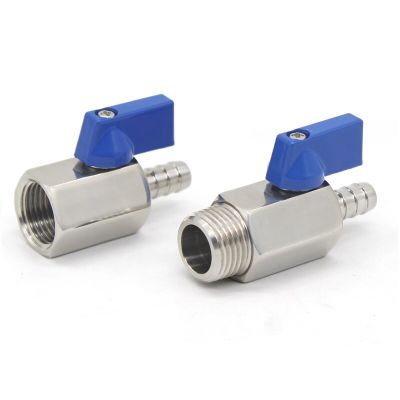 MINI Ball Valve 1/8 1/4 3/8 1/2 To 7mm 10mm 8mm 12mm Tube Tower Adapter Female Thread Male 304 2-Way Ball Valve Plumbing Valves