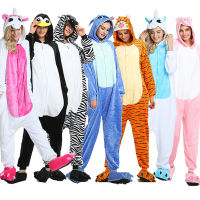 Kigurumi Stitch Onesies ฤดูหนาวอะนิเมะ Totoro Panda Onesies ผู้หญิงผู้ชายชุดนอนยูนิคอร์นสัตว์ Pijama ผู้ใหญ่ Flannel ชุดนอนชุดนอน