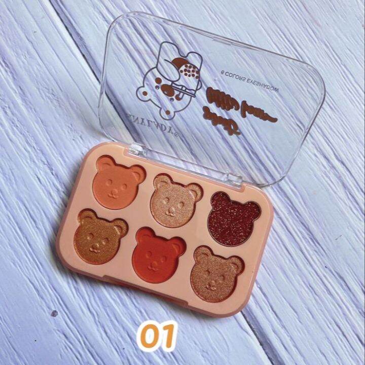 พร้อมส่ง-8138-พาเลตอายแชโดว์-6-เฉดสี-anylady-bear-palette-eye-shadow