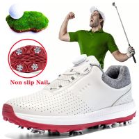 New Summer Mens Golf Shoes Leather Waterproof Non-Slip Golf Training Shoes