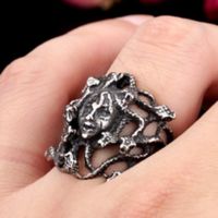 SeuSuk Vintage Fashion Ring Greek Mythology Medusa Snake Vintage Biker Jewelry