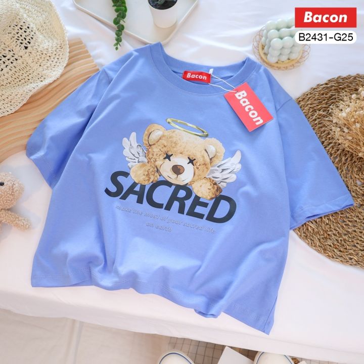 เสื้อแฟชั่น-ครอปน่ารัก-ลาย-ตุ๊กตาหมีติดปีก-sacred