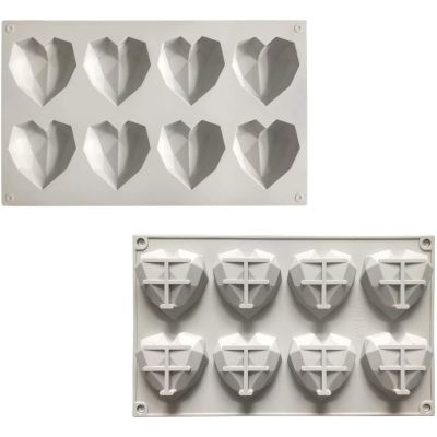 GL-แม่พิมพ์ ซิลิโคน รูปหัวใจเพชร 3D 8 ช่อง (คละสี)  Diamond Heart Silicone Mousse
