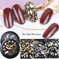 【hot sale】 ✖✢ B50 1Box 3D Mix Size Glitter Glass Flatback Rhinestone Gold Bottom Nail Art Crystal AB Diamond Manicure Decoration Accessori