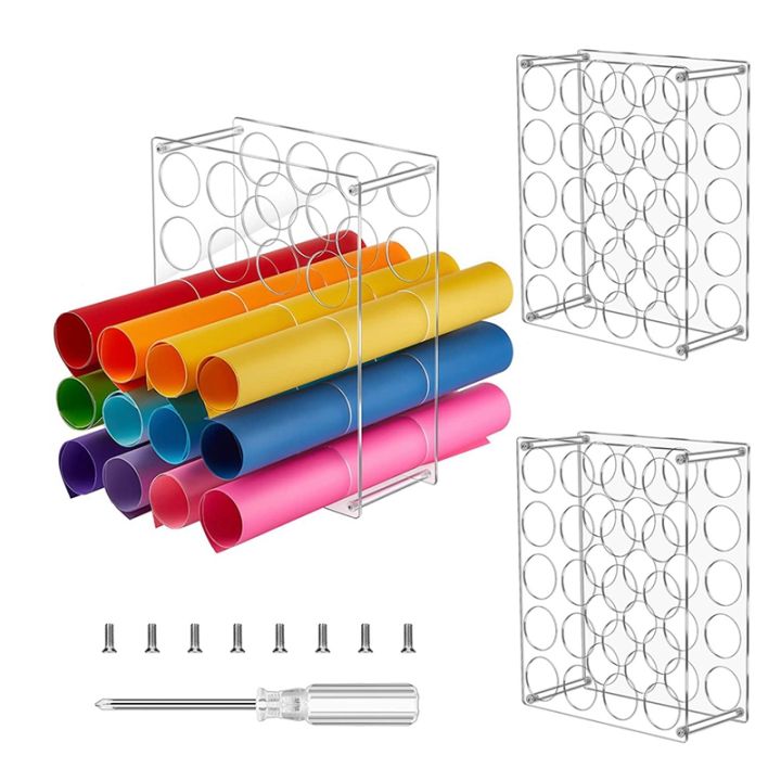 3-pack-clear-acrylic-vinyl-roll-storage-rack-20-holes-lightweight-sturdy-vinyl-roll-holder-organizer-for-art-room-decor