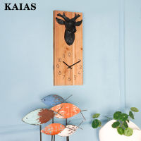 KAIAS Scandinavian นาฬิกาหรูหราไฟบ้านนาฬิกาตกแต่งร้านอาหารสร้างสรรค์ห้อยโต๊ะศิลปะบุคลิกแบบเรียบง่ายรูปกวางเงียบนาฬิกาแขวนผนัง