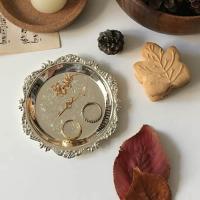 Round Metal Tray Fruit Cake Dessert Trays Jewelry Dish Earrings Necklace Ring Storage Plates Display Bowl Decoration Sauce Dish