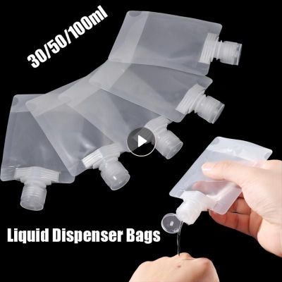 100/50/30ml Travel Drink Spout Pouches Transparent Plastic Bags Sealed Portable Travel Liquid Soap Bottle Cosmetic Filling Bag