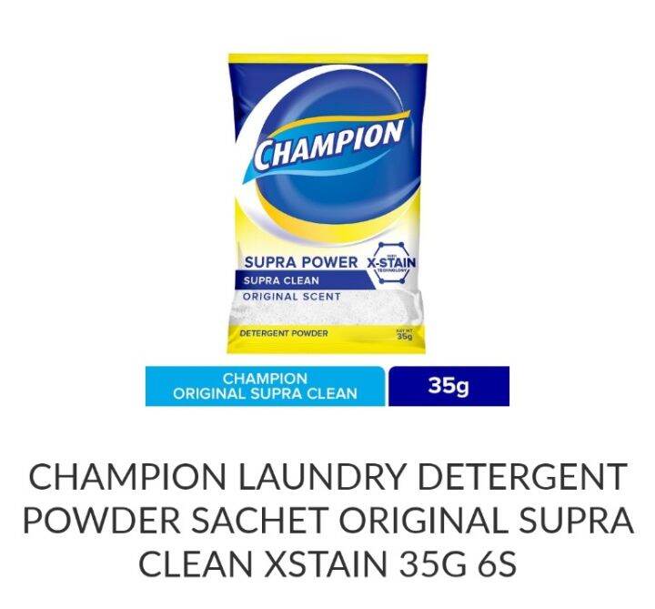 Champion Laundry Detergent Powder Sachet Original Supra Clean Xstain