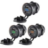 4.2A Dual USB Charger Socket Power Outlet Adapter 12V - 24V LED Voltmeter for Car Boat Marine Motorcycle Mobile Phone Charger D5