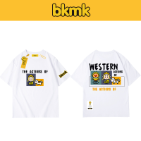 BKMK เสื้อยืดผู้ชายฤดูร้อนแขนสั้นใหม่,เสื้อยืดลำลองคอกลมอินเทรนด์