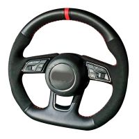Anti Slip Car Accessories Black Genuine Leather Suede Car Steering Wheel Cover For Audi A4l A6l A3 A5 Q5l Q3 Q7 A8 TT Q2l