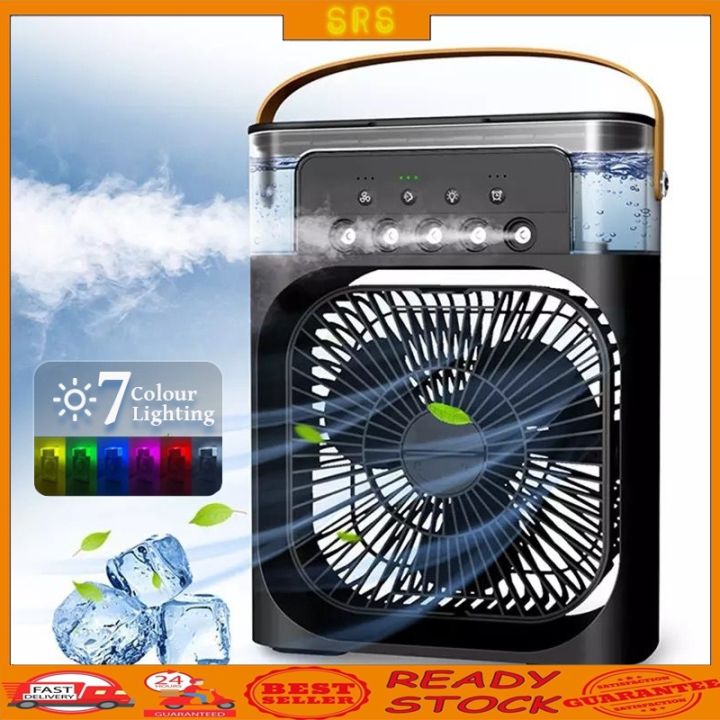 Cooling Fan 6 Inches Air Conditioner With 5 Sprays 7 Colours Lighting ...