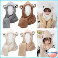 หมวก X-STARRY ผ้าพันคอสัมผัสนุ่มหนาสำหรับฤดูหนาวชุดหมวกหูหมีแพนด้าน่ารักหมวกบีนนี่