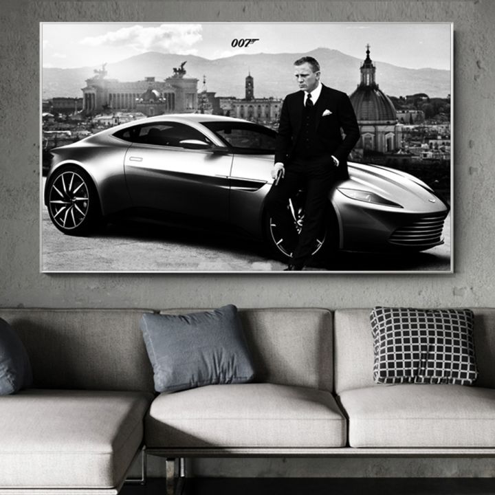 agent-bond-007-black-and-white-movie-poster-and-prints-daniel-craig-film-picture-on-canvas-wall-art-painting-for-home-decoration