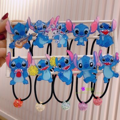 ✌▥ random1pcs Disney Stitch Hairpin Hair Rope Hair Tie Acrylic Children 39;s Hair Accessories Rubber Band Wrap Beads Birthday Gifts