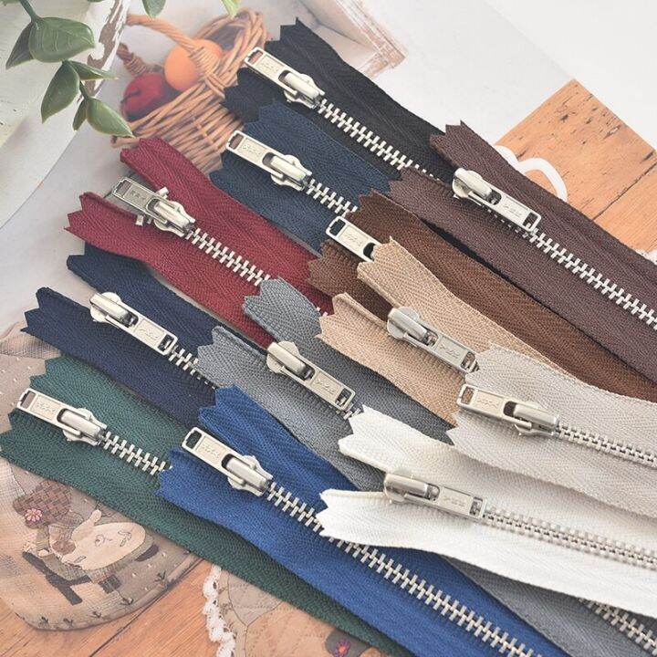 1pcs-japan-ykk-silver-zipper-clothes-pants-placket-bag-diy-handmade-metal-3-closed-14-20cm-door-hardware-locks-fabric-material