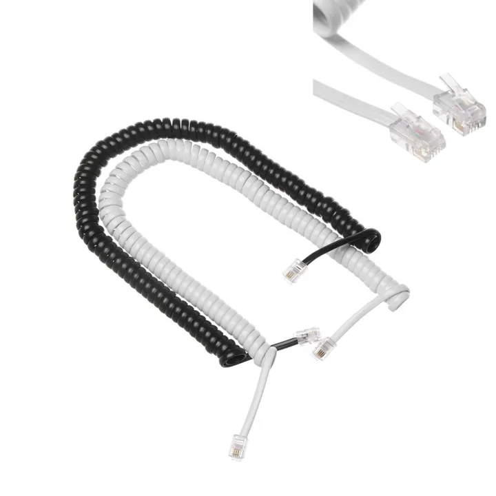 F8C503Y Black Coiled Copper Spiral Phone Curve Telephone Cord Connector Wire Handset Line