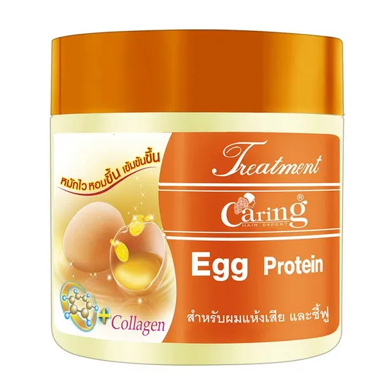 แคริ่ง ทรีทเม้นท์ โปรตีนไข่ สำหรับผมแห้งเสียและชี้ฟู 500 มล. Caring Egg