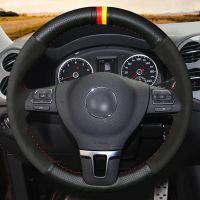 Car Steering Wheel Cover Black Suede Genuine Leather For Volkswagen VW Tiguan Golf Plus Passat CC Touran Passat Alltrack