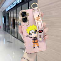 Diorcase For Honor 90 5G,90 Lite 5G (พร้อมสายรัดข้อมือ) เคสขอบสี่เหลี่ยมนิ่มลายอนิเมะ (นารูโตะอุซึมากิ) ชุบเคสโทรศัพท์หรูหราชุบเคสโทรศัพท์นิ่ม