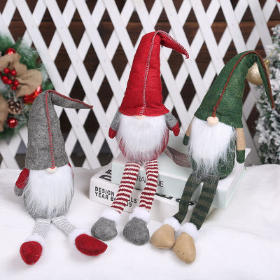 MZD【Merry Christmas 】อุปกรณ์ตกแต่งคริสต์มาสใหม่ขายาว Faceless ตุ๊กตาสไตล์ยุโรปและอเมริกา Old Man จี้ของขวัญตกแต่งหน้าต่าง