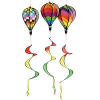 6PCS Balloon Wind Spinner Striped Checkered Windsock Balloon Yard Decor Spiral Balloon Windmill