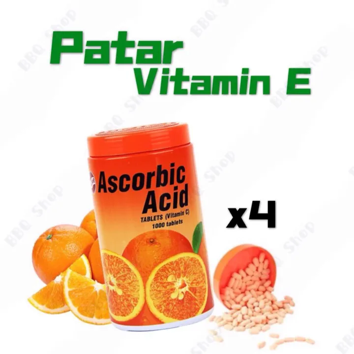 (4Bottle) PATAR ASCORBIC ACID (VITAMIN C) 1000 Chewable Tablets from