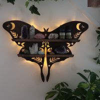 2022 Butterfly Wooden Luna Moth Lamp Crystal Shelf Wooden Luna Moth Lamp Crystal Shelf Living Room Rack Organizer Home Decor