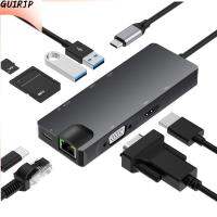 ตัวอ่าน SD GUIRJP VGA USB 3.0กิกะบิตยูเอสบีอีเธอร์เน็ต USB ฮับ Type-C 4K แท่นวางมือถือ HDMI