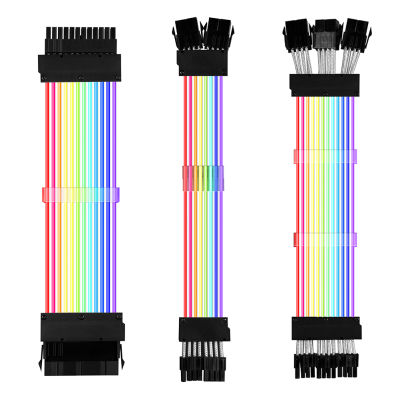 PSU Power Supply Extension Cable Addressable RGB ATX 24Pin PCIe GPU Dual Triple 8-Pin 6+2Pin Cord 24-Pin motherboard extension c