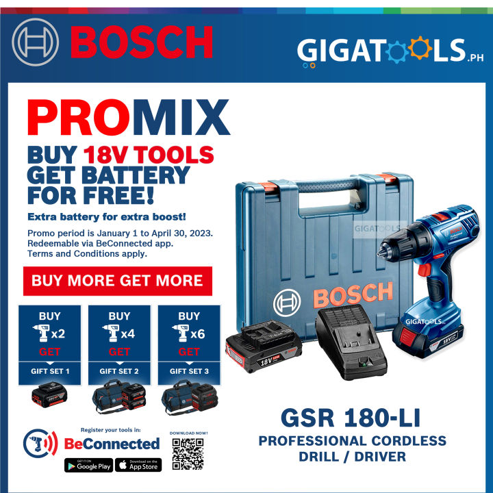Bosch GSR 180-LI Professional Cordless Drill / Driver 18V with FREE PH2  Screw Bit and VARIANTS ( CRDLSDRL ) ( BSH18V ) [GIGATOOLS]