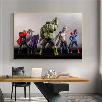 Marvel Canvas Posters and Prints Avengers Movie Hulk Superheros In Toilet Thor Poster Canvas Wall Art Home Decor for Living Room