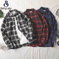 Men Plaid Printing Shirt Fashionable Simple Large Size Casual Loose T-shirt Long Sleeves Cardigan Tops【fast】