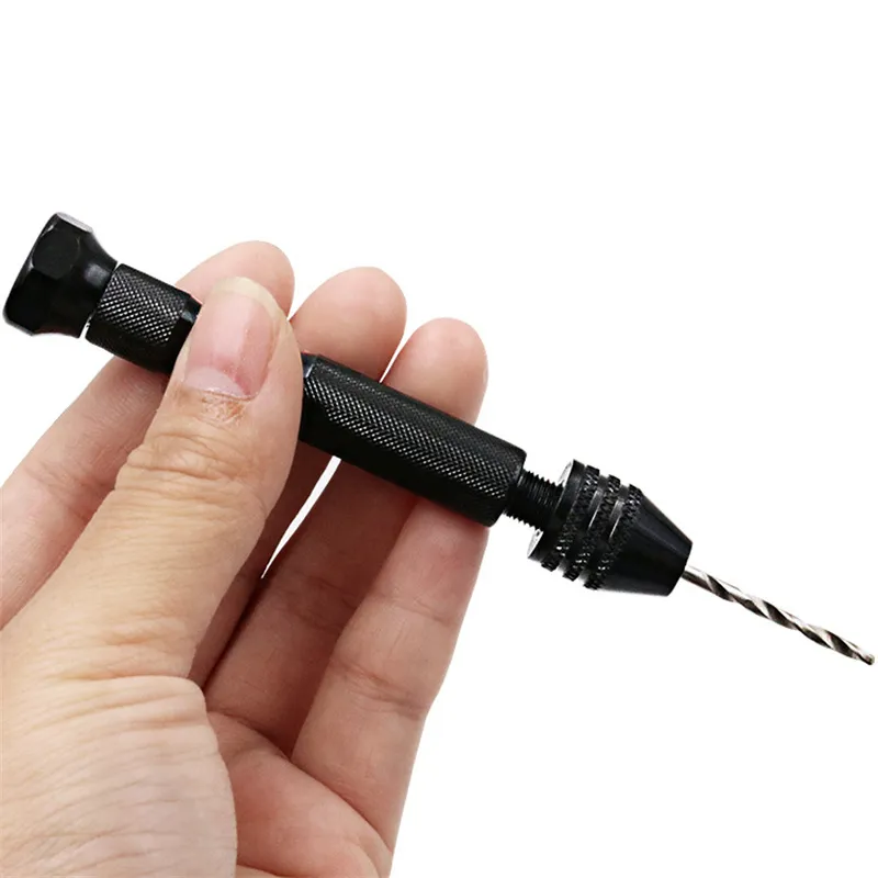 Mini Micro Aluminum Hand Drill With Keyless Chuck HSS Steel Twist Drill Bit  Woodworking Drilling Rotary Tools Hand Drill Manual